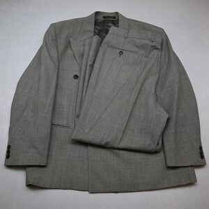 Vtg Mens Double Breasted 44S 36x30 Gray Glenn Check 100% Wool Mens Suit